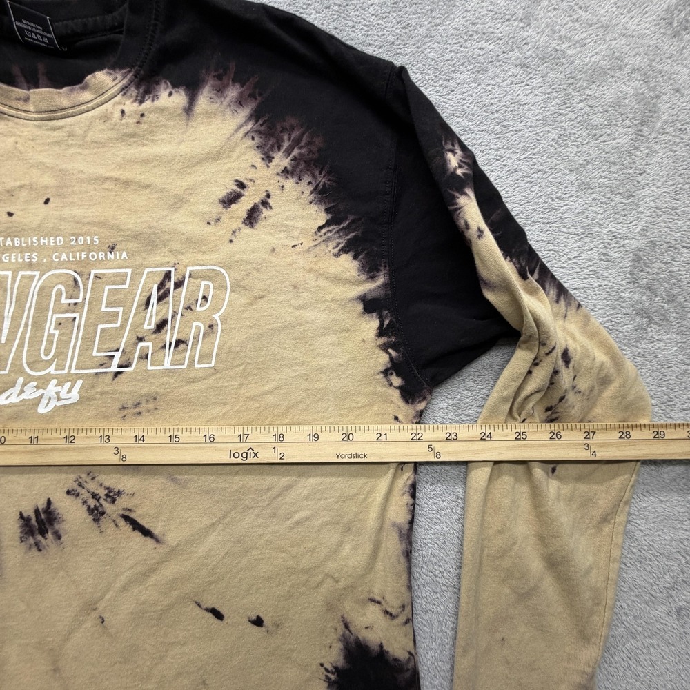 RAWGEAR Shirt Mens L Beige Tie Dye Graphic Long Sleeve Crewneck Cotton - Picture 3 of 6